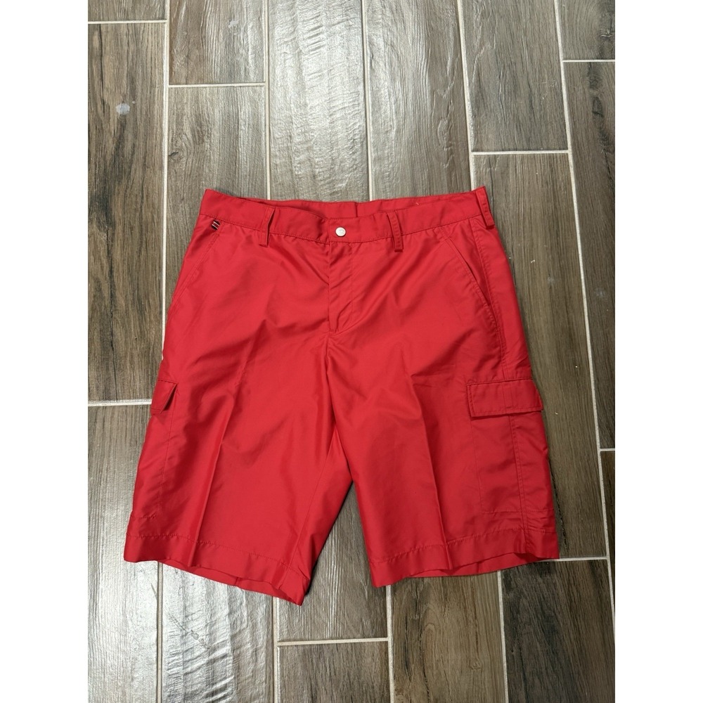 J Lindeberg Shorts Mens 33 Red Chino Performance Regular Fit Lightweight Golf